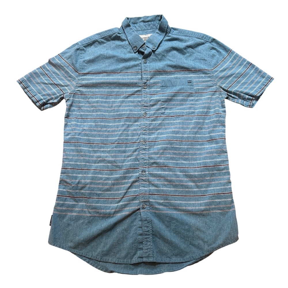 Billabong Button Down Shirt Mens Blue Excellent Striped Short Sleeve SIZE M